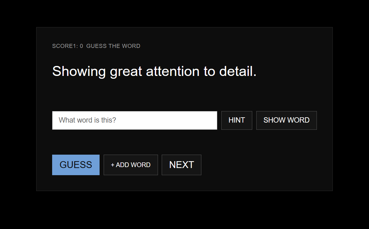 Screenshot of the Guess the Word web application